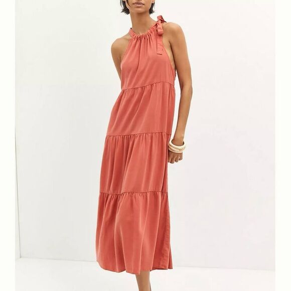 Anthropologie Cloth & Stone Tiered Halter Midi Dress Size XS - Picture 1 of 9